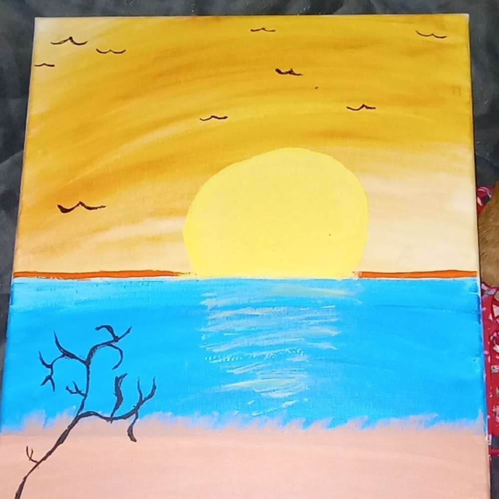 Blue and Yellow Abstract Painting Art